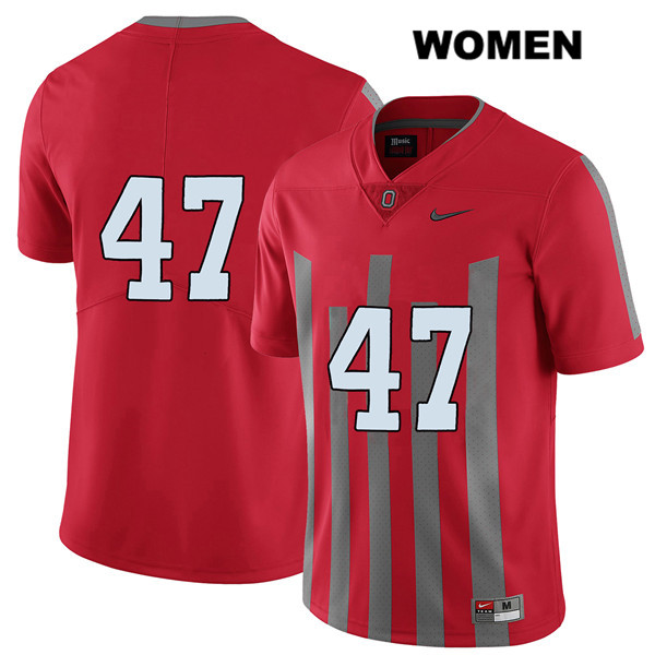 Ohio State Buckeyes Women's Justin Hilliard #47 Red Authentic Nike Elite No Name College NCAA Stitched Football Jersey TO19R38FY